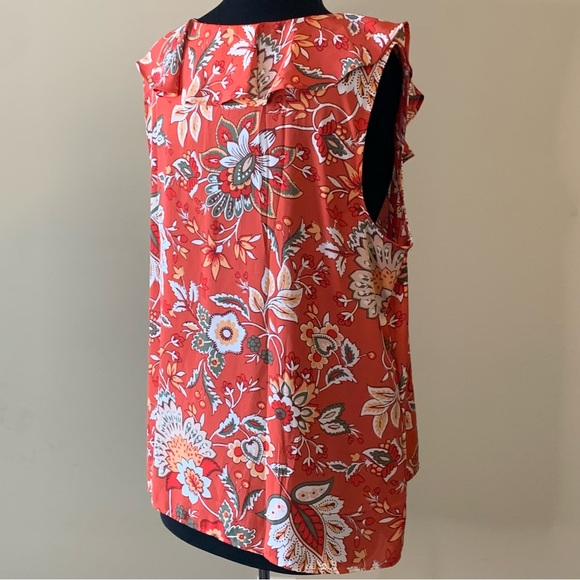 LOFT Floral Sleeveless Blouse Ruffle Size XL - Picture 9 of 12